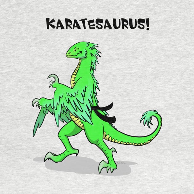 Karatesaurus in green for bright backgrounds by RubyMarleen